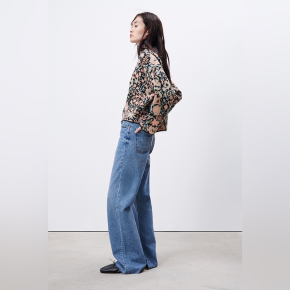 ZARA Floral Jacquard Knit Sweater Size Small - Picture 3 of 12